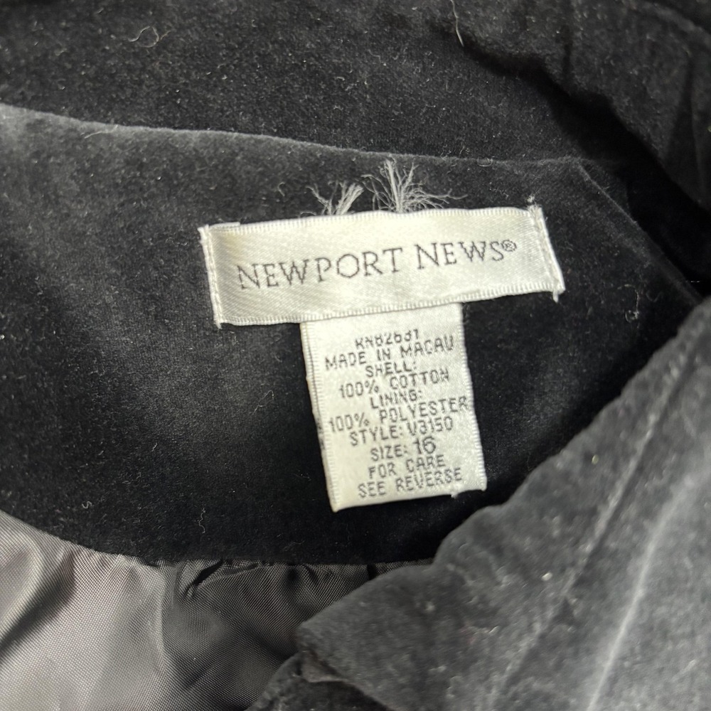 Vintage Newport‎ News Velvet Blazer Jacket Womens 16 Black Steampunk Military XL - Picture 5 of 14